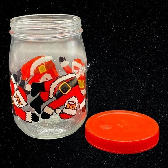 Vintage VMC REIMS Tumbling Santa Christmas Jar Red Screw Top Lid Made in France - Picture 5 of 7